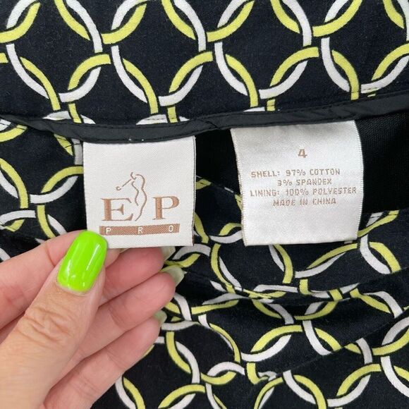 EP Pro Golf Performance Skort Built In Shorts Pockets Women 4 Black Yellow White - Picture 7 of 8